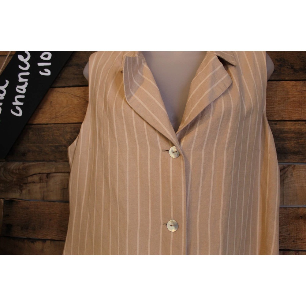 SALE-Sherry Taylor women's wheat colored stripped shirt dress size M - Picture 4 of 12